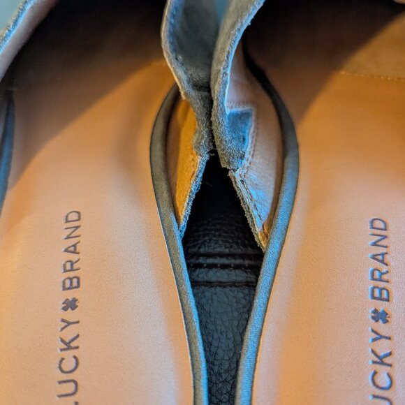 NEW Lucky Brand Women's Belky Suede Flat Mule Slip-ons in Carafe Brown Grey 7 - Picture 5 of 8